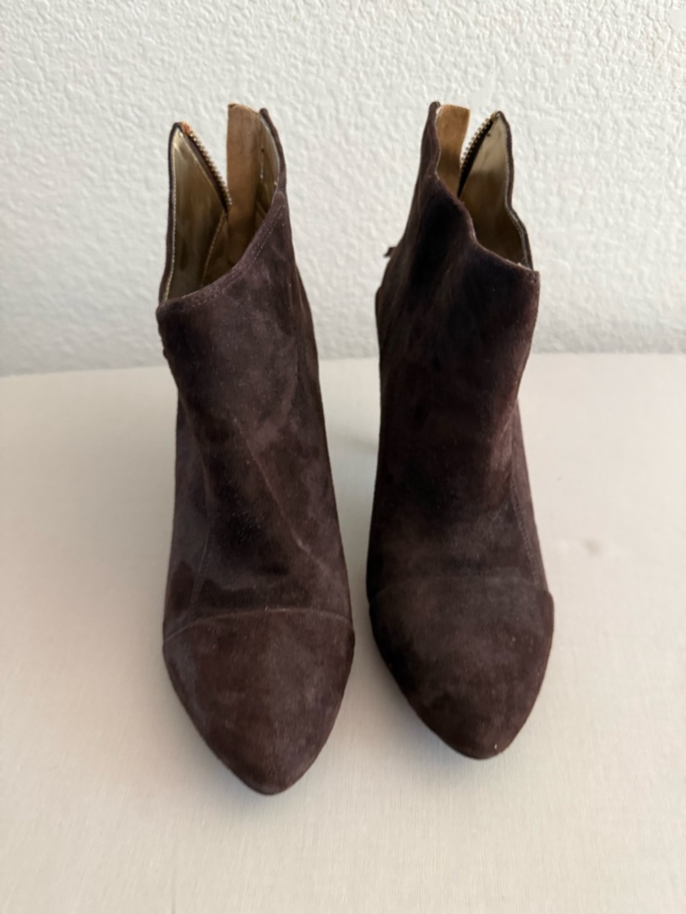 Nine West Dark Brown Suede Pointed Toe Ankle Booties